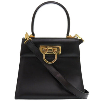 Salvatore Ferragamo Handbag Aq-212193 Leather Black Gancini Women