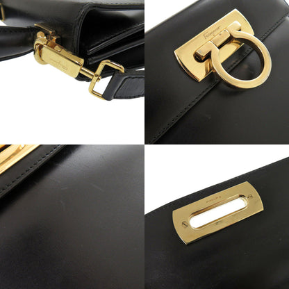 Salvatore Ferragamo Handbag Aq-212193 Leather Black Gancini Women