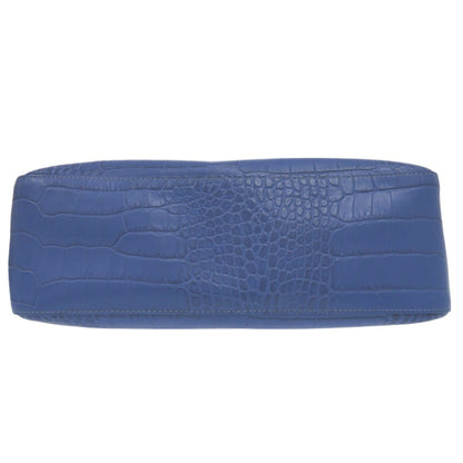 Longchamp Tote Bag Leather Blue Crocodile-Like Crocodile-Embossed Tote Bag Shoulder Tote Rozo Women