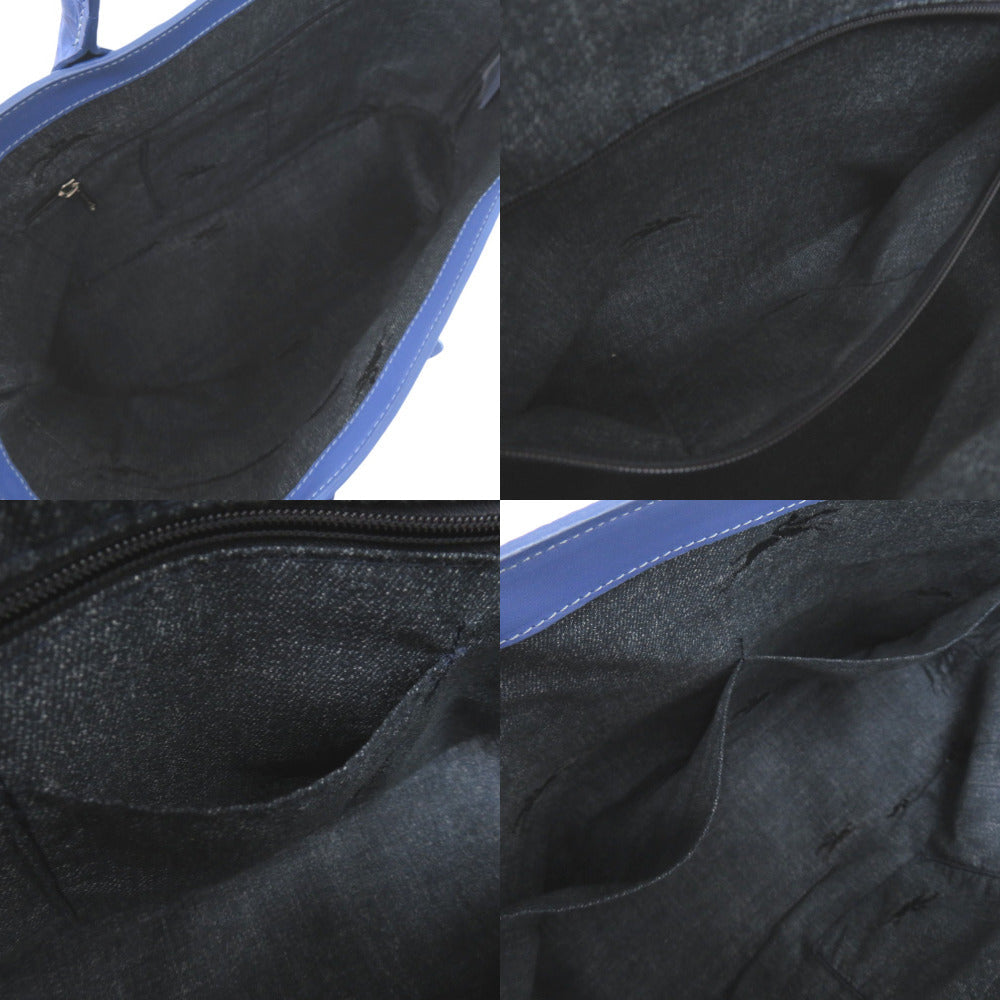 Longchamp Tote Bag Leather Blue Crocodile-Like Crocodile-Embossed Tote Bag Shoulder Tote Rozo Women