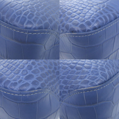 Longchamp Tote Bag Leather Blue Crocodile-Like Crocodile-Embossed Tote Bag Shoulder Tote Rozo Women