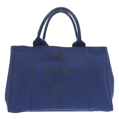 Prada Handbag Canvas Blue Canapa Tote Women
