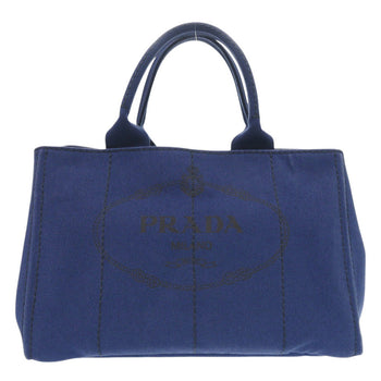 Prada Handbag Canvas Blue Canapa Tote Women