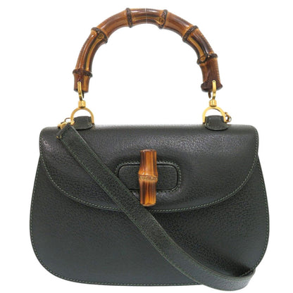 Gucci Handbag 000 29 0633 Leather Green Bamboo Women