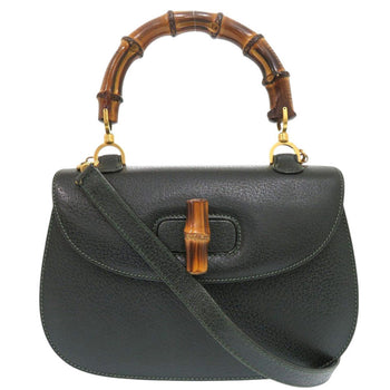 Gucci Handbag 000 29 0633 Leather Green Bamboo Women