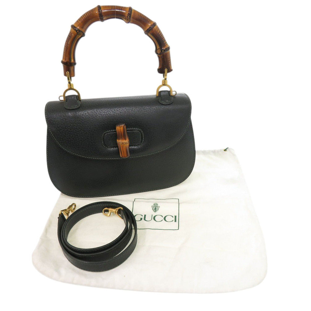 Gucci Handbag 000 29 0633 Leather Green Bamboo Women