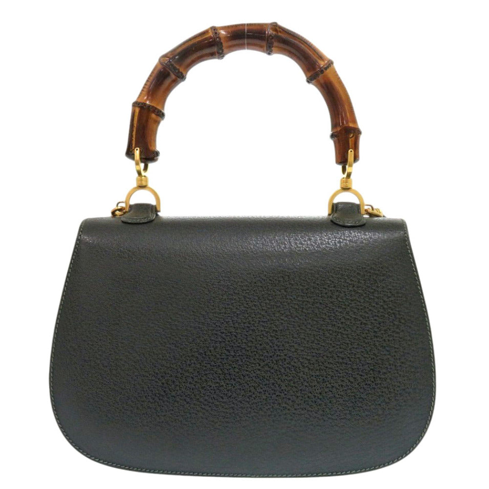Gucci Handbag 000 29 0633 Leather Green Bamboo Women