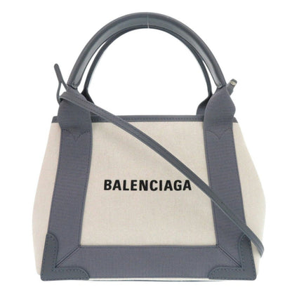 Balenciaga Handbag 390346 Canvas, Leather Gray Navy Cabas Xs Women