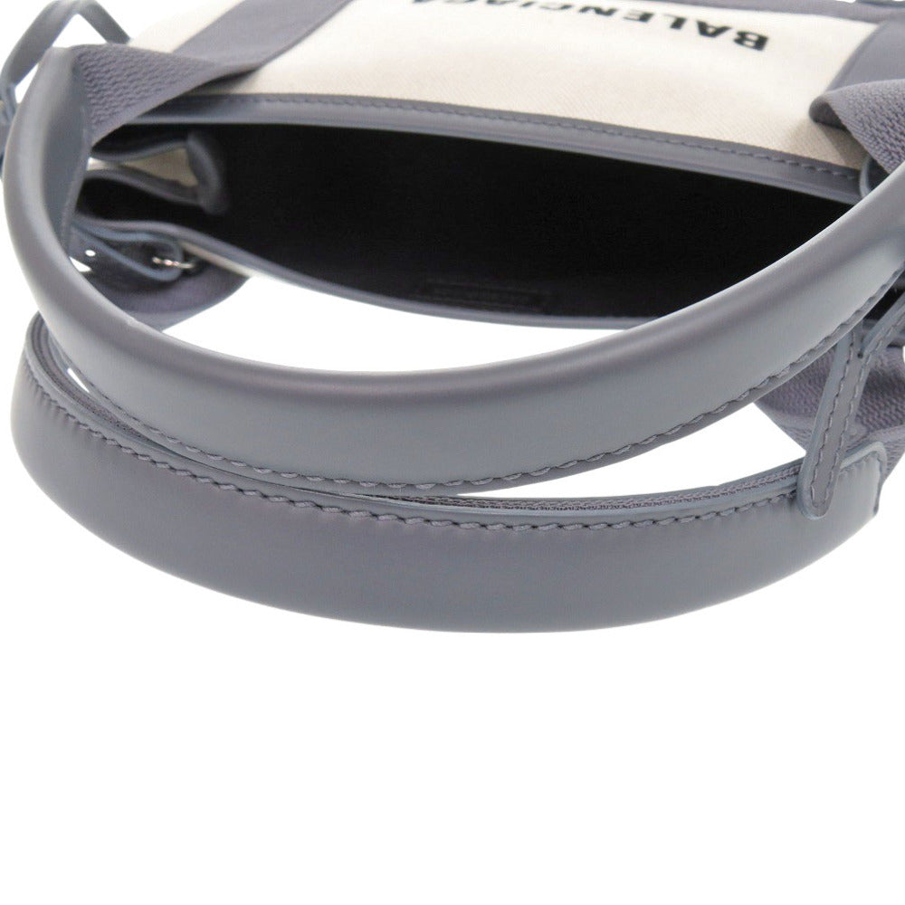 Balenciaga Handbag 390346 Canvas, Leather Gray Navy Cabas Xs Women
