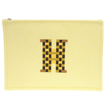 Hermes Pouch Cotton Yellow H Tissage Flat Pouch Women