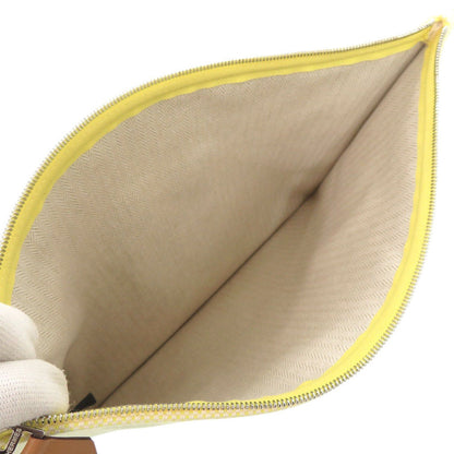 Hermes Pouch Cotton Yellow H Tissage Flat Pouch Women