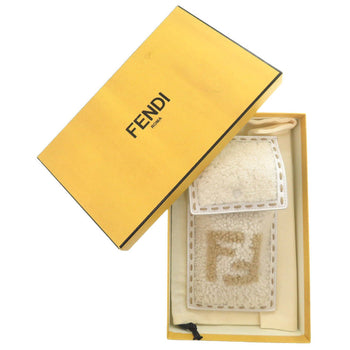 Fendi Pouch Mouton, Leather White Phone Holder Bag Charm Women