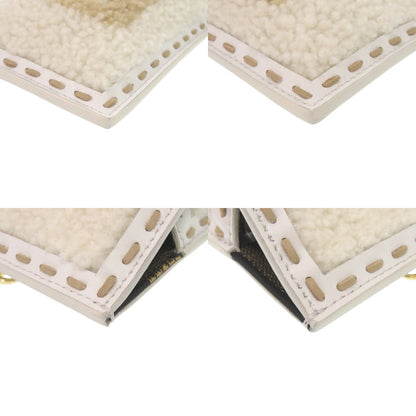 Fendi Pouch Mouton, Leather White Phone Holder Bag Charm Women