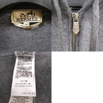 Hermes Hoodie 32-5733 Wool Gray Knitted Hooded Zip-Up Hoodie Mens M