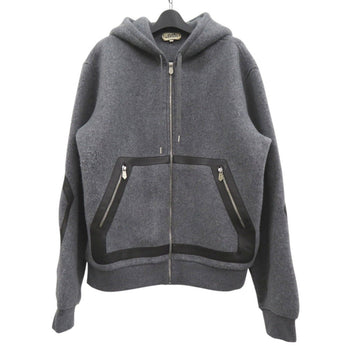 Hermes Hoodie 32-5733 Wool Gray Knitted Hooded Zip-Up Hoodie Mens M