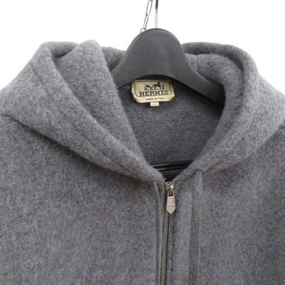 Hermes Hoodie 32-5733 Wool Gray Knitted Hooded Zip-Up Hoodie Mens M