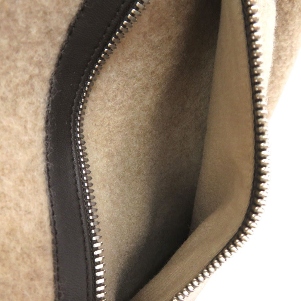 Hermes Knit Wool Beige Crewneck Round Neck Sweater Pocket Piping Pullover Knit Pullover Crewneck