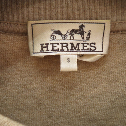 Hermes Knit Wool Beige Crewneck Round Neck Sweater Pocket Piping Pullover Knit Pullover Crewneck