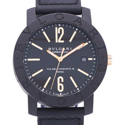 Bvlgari Watches Mechanical Automatic Bb40Cl Carbon, Leather Black Bulgari Bulgari Carbon Gold Black