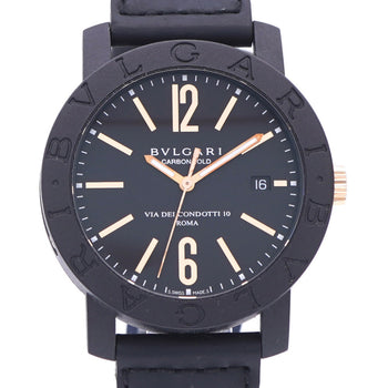 Bvlgari Watches Mechanical Automatic Bb40Cl Carbon, Leather Black Bulgari Bulgari Carbon Gold Black