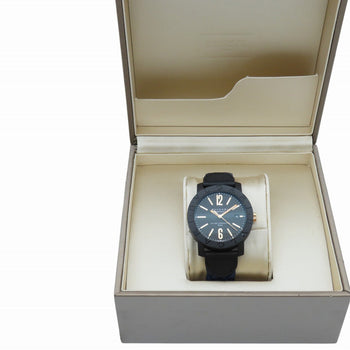 Bvlgari Watches Mechanical Automatic Bb40Cl Carbon, Leather Black Bulgari Bulgari Carbon Gold Black