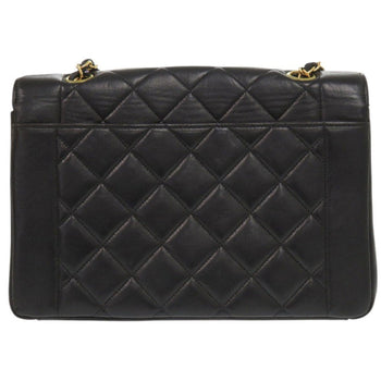Chanel Shoulder Bag Lambskin Black Diana Matelasse Coco Mark Women