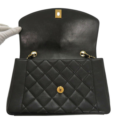 Chanel Shoulder Bag Lambskin Black Diana Matelasse Coco Mark Women