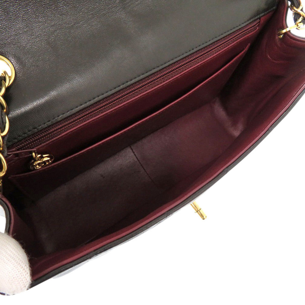 Chanel Shoulder Bag Lambskin Black Diana Matelasse Coco Mark Women