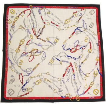 Hermes Scarf Cashmere, Silk Black Carre140 Chevaux Deschenes