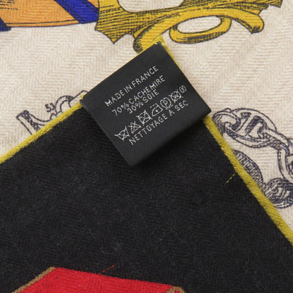 Hermes Scarf Cashmere, Silk Black Carre140 Chevaux Deschenes