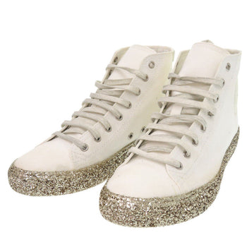 Saint Laurent Paris Sneakers Canvas White Glitter Sole High Cut Women 41