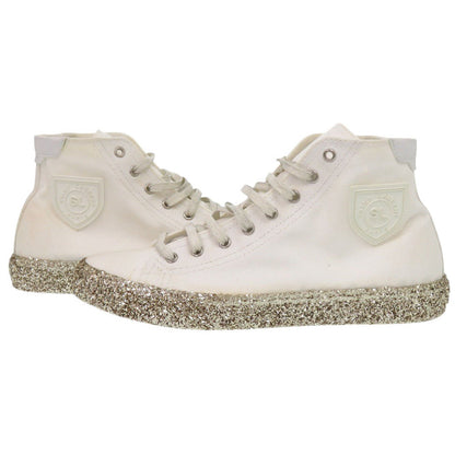 Saint Laurent Paris Sneakers Canvas White Glitter Sole High Cut Women 41