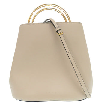 Marni Handbag Scmp001801 Leather Beige 2Way Shoulder Bag Panniers Women
