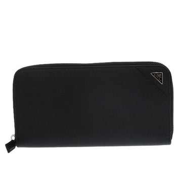 Prada Long Wallet Purse 2Ml317 Leather Black Soft Calf Triangle