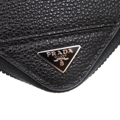 Prada Long Wallet Purse 2Ml317 Leather Black Soft Calf Triangle