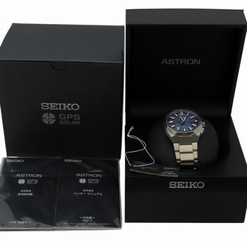 Seiko Watches Solar Powered Radio Watch Sbxd013 / 3X62-0Aa0 Titanium Navy Astron Nexter Navy Dial