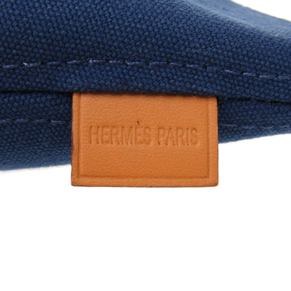 Hermes Pouch Canvas, Cotton Indigo Blue Palmir Trapezoid Pouch