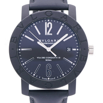 Bvlgari Watches Mechanical Automatic Bb40Cl Carbon, Leather Black Bulgari Bulgari Carbon Black Dial