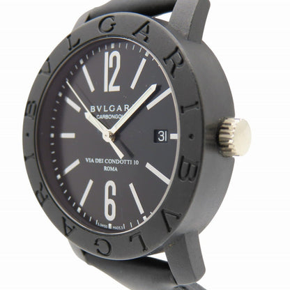Bvlgari Watches Mechanical Automatic Bb40Cl Carbon, Leather Black Bulgari Bulgari Carbon Black Dial