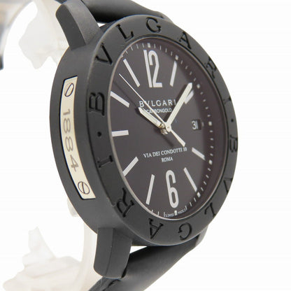 Bvlgari Watches Mechanical Automatic Bb40Cl Carbon, Leather Black Bulgari Bulgari Carbon Black Dial