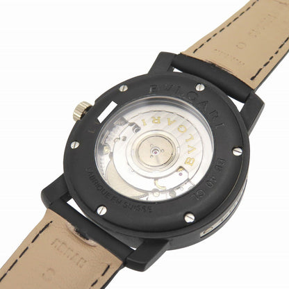 Bvlgari Watches Mechanical Automatic Bb40Cl Carbon, Leather Black Bulgari Bulgari Carbon Black Dial