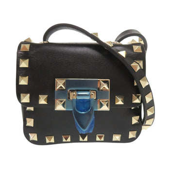 Valentino Garavani Shoulder Bag Leather Black Rock Studs