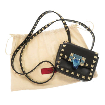 Valentino Garavani Shoulder Bag Leather Black Rock Studs