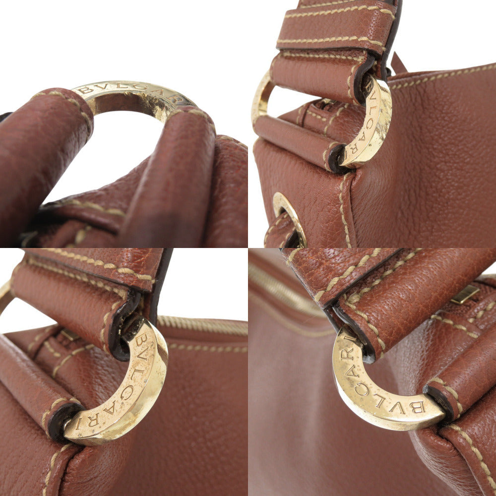 Bvlgari Shoulder Bag Leather Brown