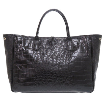 Longchamp Tote Bag Embossed Leather Black