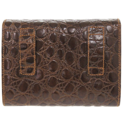 Salvatore Ferragamo Shoulder Bag Aq213202 Embossed Leather Brown Vara Ribbon