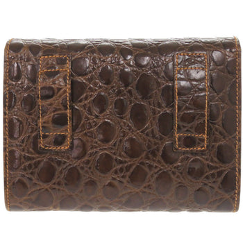 Salvatore Ferragamo Shoulder Bag Aq213202 Embossed Leather Brown Vara Ribbon