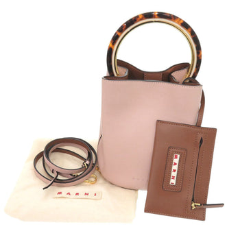 Marni Handbag Leather Pink Pannier Pannier