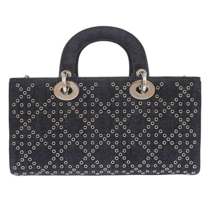 Christian Dior Handbag Denim Blue Lady D-Joy Cannage Medium