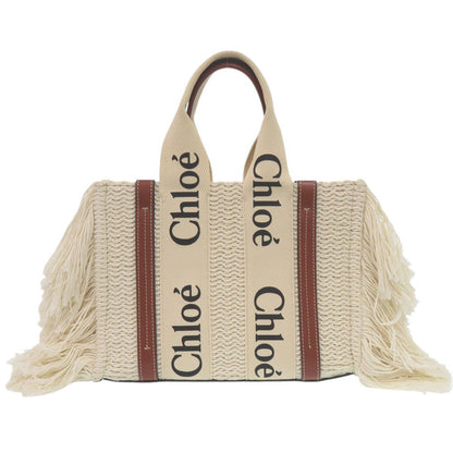 Chloe Handbag Chc22Ss397 Leather Beige Woody Medium Tote Bag